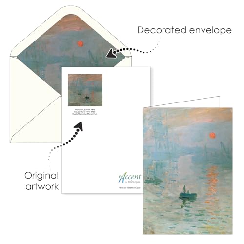 Image of RainCaper Fine Art Keepsake 5x7 Blank Stationery Monet Greeting Note Cards With Decorative Envelopes, Gift Boxed Set of 16 | 300 GSM Cardstock (Monet Favorites)