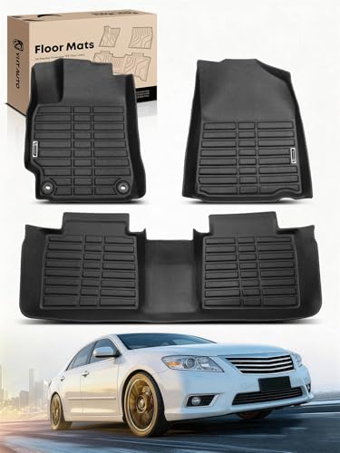 YHTAUTO Automotive Floor Mats Compatible with Toyota Camry 2012-2017 TPE All Weather Custom Fit TPE Car Floor Mats Liners 1st & 2nd Row Set of 3
