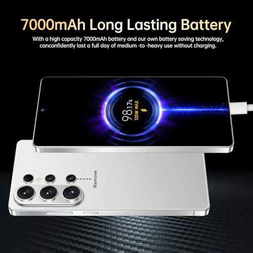 Image of SZV 26 Ultra Unlocked Cell Phone,16+1TB 5G Unlocked Phone, Built in Pen Android 15 Battery 7000mAh 6.99 inch HD Screen Smartphone, Dual SIM /Face ID /Fingerprint Lock /GPS (White, 16+1TB)