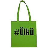 Tasche #Ülkü Größe 38x42 Farbe Grün Druck Schwarz