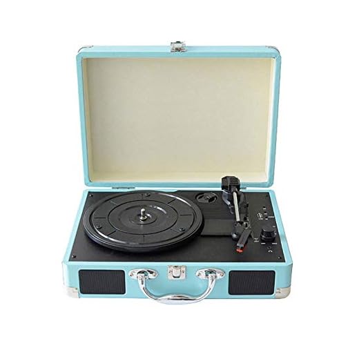 Adesign Spela in spelare, bärbar Bluetooth-vinylskivor med inbyggda stereohögtalare, 3-växlad bälte-drive resväska Vinyl LP-spelare