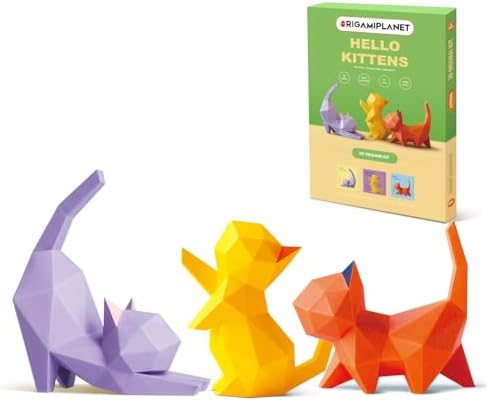 ORIGAMIPLANET Hello Kittens 3D Origami Paper Craft Gift Set-3 pcs...