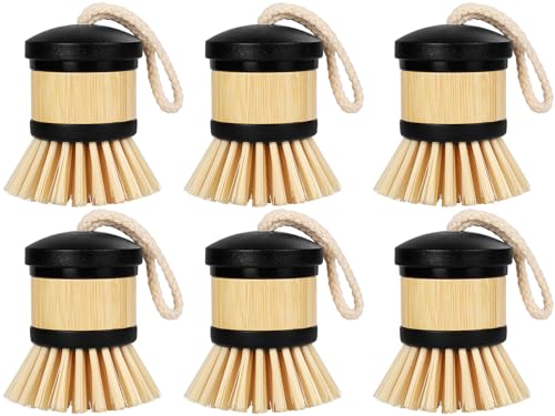 Image of Dish Brush, Palm Scrubber with Comfortable Grip for Dishes Kitchen Sink Vegetables Scrubbing, 6 Pack