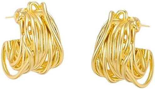 C-shaped gold circle wrapped multi-layer vintage earring jewelry