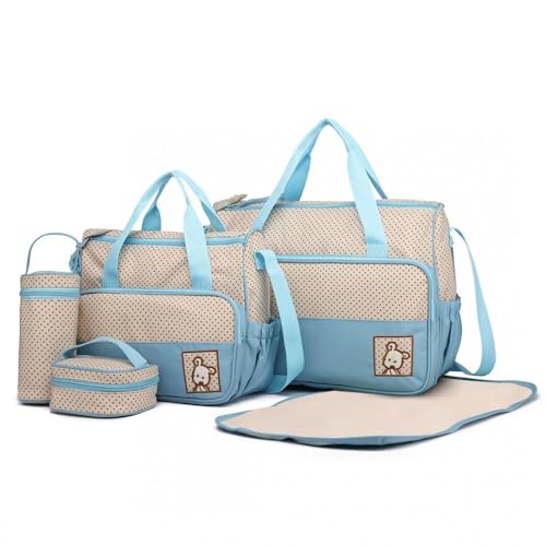 5pcs Baby Nappy Changing Bags Set in Light Blue