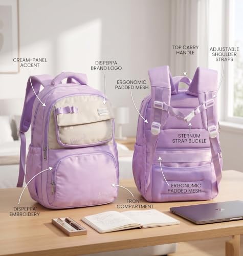 Image of ADSON kawaii Girls Travel School Bag|Backpack Of Large Capacity Aesthetic Stylish Girls Korean Laptop Bag Rucksack for School |College Bags Cute Bookbag for Teens Water Resistance 18 Inches