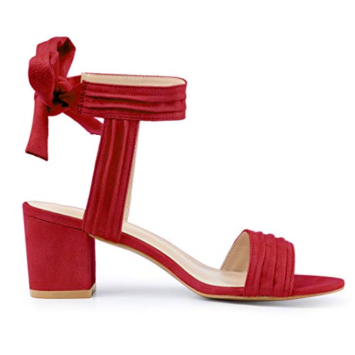 Image of Allegra K Women's Open Toe Ankle Tie Back Block Heels Sandals