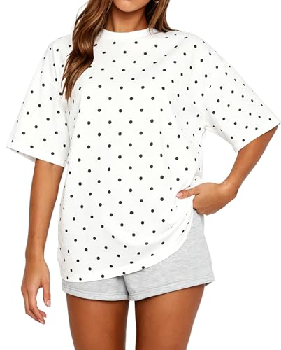 Image of MSBESYOR Camo Shirt for Women Maple Leaf Print Short Sleeve Crewneck T-Shirts Summer Oversized Tee Shirts Streetwear