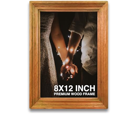 Image of Photo Frame 8x12 inch | Wooden Photo Frame | Small Photo Frames | Orange Wooden Frame for Wall | Unique & Modern Wall Decor (8x12 inch, Orange)