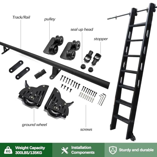 Kit de rail d'échelle mobile pour cave à vin et placard haut, système coulissant de 610cm - 3