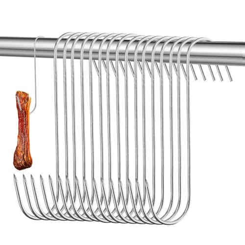REBECASKYENS Lot de 20 crochets à viande en acier inoxydable en forme de S pour fumage à chaud et à froid, pour poulet, chasse, fumer des côtes (13 cm)