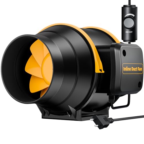 QiCrafe Rohrventilator 100 mm Leise und Regelbar Leistungsstark und Sparsam Luftstrom 367 m/h Drehzahlregler inklusive Überhitzungsschutz für Gewächshaus und Belüftung