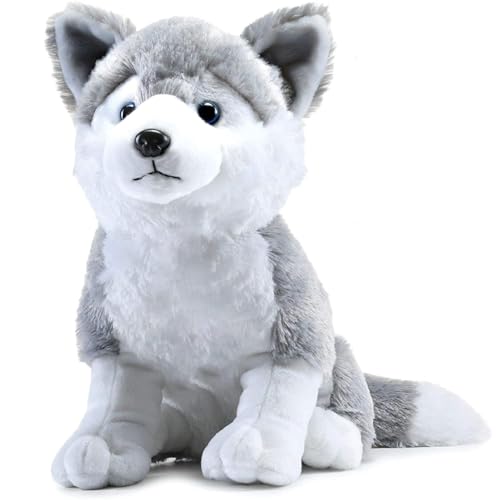 Image of Babique Plush Husky Dog Stuffed Animal Puppy Soft Toy, Adorable Gifts for Kids and Adult, Glitter Eyes Soft Toy, 32CM (Gray)