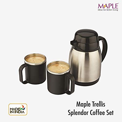 Image of Maple Trellis Splendor 400 Stainless Steel Coffee Gift Set-(Flask and Individual Cups)