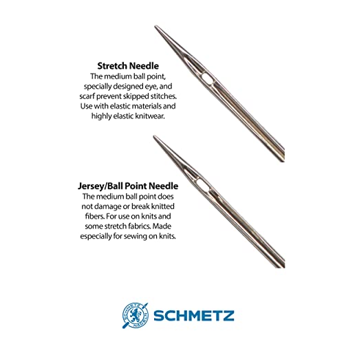 Schmetz Stretch And Jersey/Ball Point Sewing Machine Needle Combo Pack (10 Needles Total And 1 Schmetz Abc Pocket Guide) #TOP1