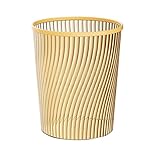 Threaded Kitchen Bin Large Capacity Translucent Waste Bin No Lid Design | Space-Saving Vertical Rubbish Bin for Bathroom/Office (Gold)