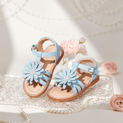 Image of Flaryzone Girls Sandals Open Toe Summer Flats Dress Sandals Shoes Toddler /Little Kid