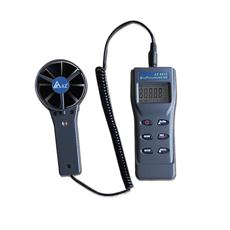 AZ8912 BTU & RH Multifunctional Anemometer Wind Speed Meter Air Flow Tester Dew Point and Wet Bulb Temperature Meter