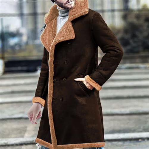 ZYXTIM Mens Winter Warm Trench Coat Oversize Faux Fur Slim Long Jacket Warm Winter Coat Heavyweight Parka Peacoat Overcoat2