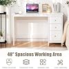 Computer Desk with Drawers, 48 x 20 x 29.5 Home Office Computer Workstation, Modern Executive Desks, Teens Writing Study Table Laptop Desk for Bedroom, Study, Small Space (White)