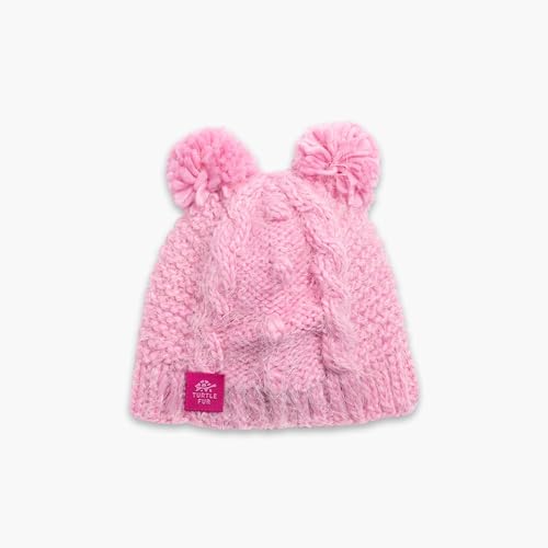 Turtle Fur Kids Girls Fluff Balls Double Pom Knit Beanie