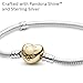 PANDORA Moments Heart Clasp Snake Chain Bracelet - Compatible Moments Charms - Gift for Her - Sterling Silver Yellow Gold - With Gift Box - 7.1