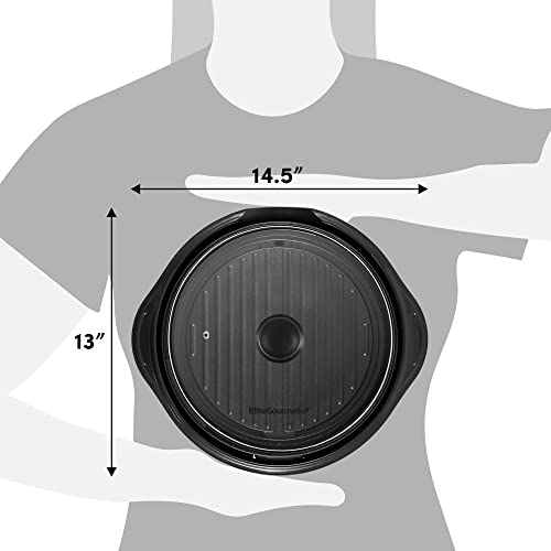 Elite Gourmet Emg1100 Electric Indoor Nonstick Grill, Dishwasher Safe, Cool Touch, Fast Heat Up Ideal Low-Fat Meals, Includes Tempered Glass Lid, 11", Black #TOP7