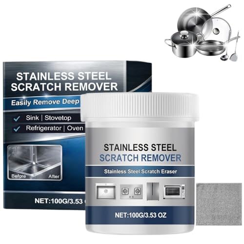 Image of Stainless Steel Scratch Remover Kit & Metal Polish, Stainless Steel Clean Wax & Cleaning Paste, All-Purpose Stainless Steel Cleaner and Polish Paste for Pan, Pot, Sink, Stovetop & Oven Rust Remover