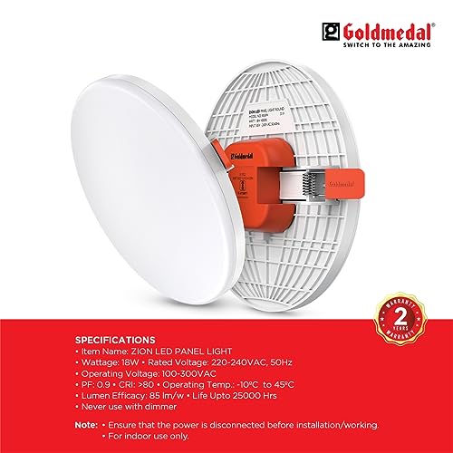 Image of Goldmedal Zion 18W LED Square Panel Light |Light for Bedroom, Living Room, Dining Room, Kitchen |- Cool Daylight (6500k)-(Pack of 1)