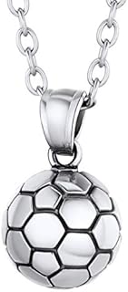 PROSTEEL Men Football Pendant Necklace, with Chain-Gold Plated/316L Stainless Steel/Black (Send Gift Box)