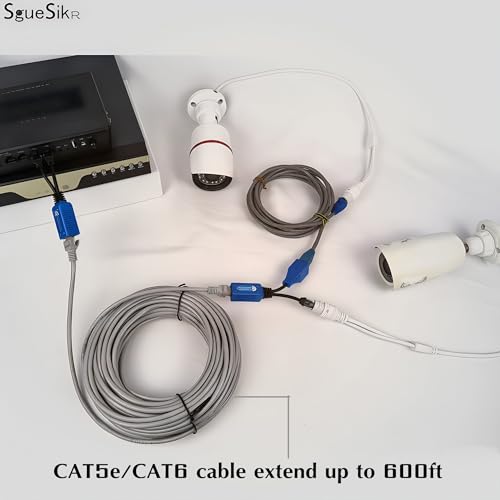 Image of 4 Pair PoE Ethernet Splitter, RJ45 Cable Sharing Kits - Waterproof | 2-in-1 Cat5e & cat6 Combiner, Ethernet Extender up to 600ft for 8 Security IP Cameras NVR Surveillance System