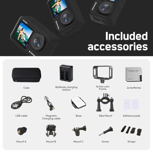 AGFA PHOTO AC9500 Caméra Sportive Waterproof - Vidéos 4K à 30FPS, Photos 16Mpixels, Double Écran, Grand Angle 170°, Stabilisation Anti-Vibration, WiFi - Noir - Image 8