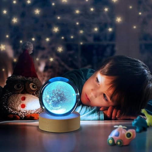 Image of Hamsa Magical Crystal Ball Night Light, LED Color-Changing Globe Lamp, Crystal Ball Lamp, Desktop Decorative Mood Light (16 Color Moon)