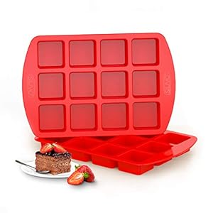 SILIVO Silicone Brownie Pan with Dividers – 2 Pack 12-Cavity Non-Stick Silicone Molds for Brownie Bites, Fudges and Minecraft Cakes