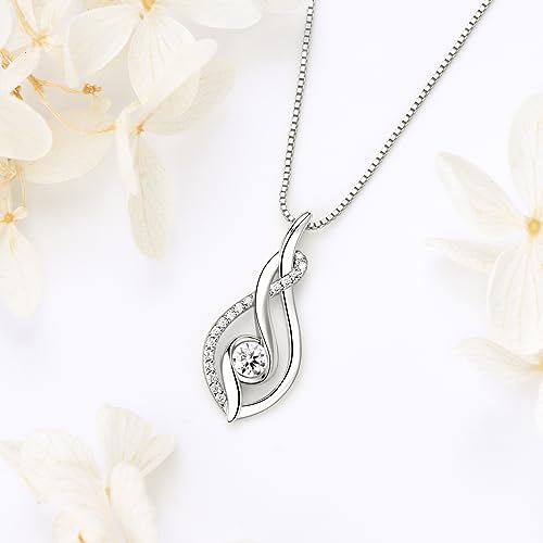 WOAINI Moissanite Pendant Necklaces for Women Wife Mom, 925 Sterling Silver 0.44 Cttw VVS1 Moissanite Flower Pendant with 18" Chain 2" Extender, Birthday Anniversary Christmas Holiday Jewelry Gift3