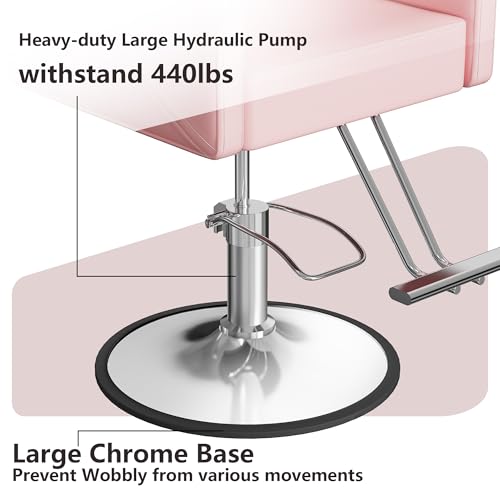 Image of LOUVIXA Barber Salon Chairs for Hair Stylist, Height Adjustable Hydraulic Salon Chair, 360 Degrees Rotation, Multi-Function Shampoo Chair for Home Barbershop, Pink
