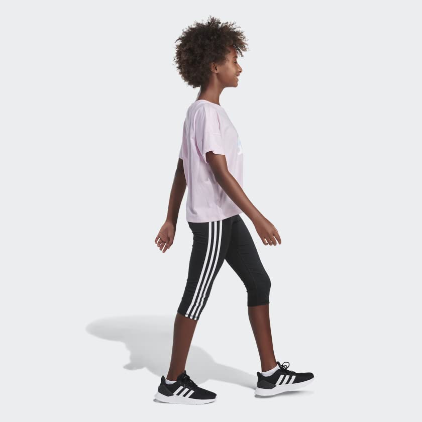 adidas Girls' Big Short Sleeve Tee T-Shirt, Pink Blue Print, Medium3