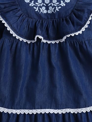 Image of Dresses for Kids Girls, Stylish Knee Length Once Piece Denim Frocks for Girls, Casual Dress for Summer & Birthday Family Gathering & Special Occasion