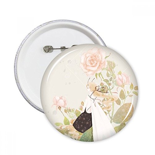 Pins badge bouton motif fleur chinoise classique de taille S pour customisation textile x5