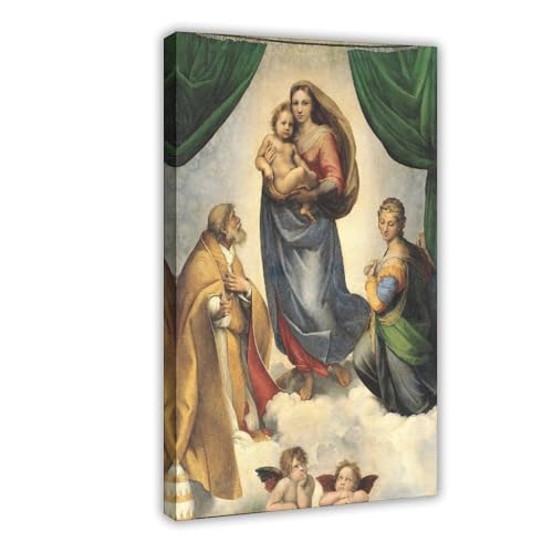 Affiches sur toile de la Vierge Sixtine de Raphael tableau mural 20x30 cm