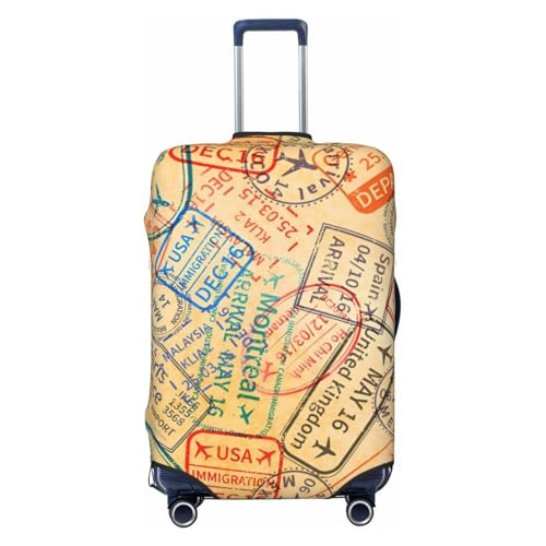 Travel Visa Stamps Travel Luggage Cover Fits 18/24/28/32 Inch Luggage, Washable Suitcase Cover Protector with Concealed Zipper for Wheeled Suitcase Tsa Approved