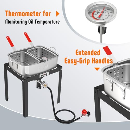 Image of Feasto 18 QT Propane Fish Fryer Pot and Baskets for Outdoor Cooking