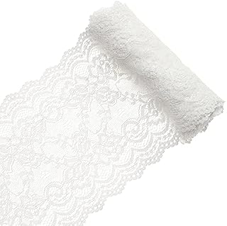 GORGECRAFT 5 Yards Lace Roll White Cotton Lace Trim Fabric 6.1" Wide for Scalloped Edge Decorations for Dress Tablecloth Hair Band Wedding Festival Event Decorations