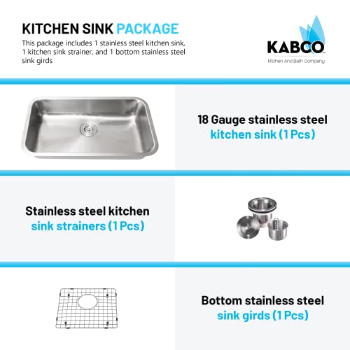 Kabco 30 Inch Ada Compliant Single Bowl Undermount Stainless Steel Kitchen Sink, With Sink Strainer, Removable Garbage Basket And Sink Grid, Sound And Heatproof Rust Resistant Sink #TOP4
