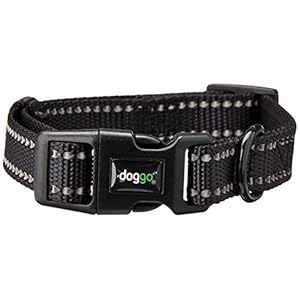 doggo Everyday Nylon Collar with Reflective Accents, Small, Black