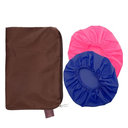 Image of BodyHerbals Reusable Shower Caps in a Beautiful Zip Bag For Women & Men 100% Water Proof | For Homes Spas, Salons, Hair Treatments & Hotels | Travel Essential | Free Size Reusable Bath Cap for Home, Spa, Salon, Hotel & Hair Treatments | Travel Essential (Set 2)