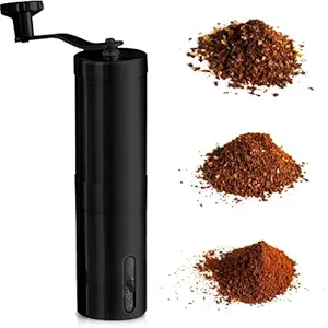 InstaCuppa Manual Coffee Grinder with Adjustable Setting - Conical Ceramic Burr Mill & Brushed Stainless Steel - Burr Coffee Grinder for Pour Over Drip Coffee, Espresso, French Press, Moka Pot, Aeropress