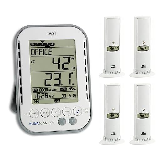 TFA Órgano de la Iglesia de Vigilancia Klimalogg Pro Plus 30.3039.10.Plus Antracita Incl. Transmisor de 4 Piezas Temperatura Humedad 30.3180