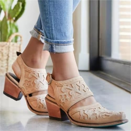 Women's Snip Toe Backless Sandals, Fashion Low Heel Ankle Boots with Buckled, Daily Office Walking Mule Shoe2