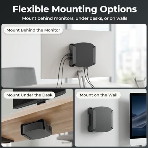 Metal Mount for HP Docking Station VESA Wall and Under Desk Mount for HP USB-C Dock G5 Adapter Mounting Bracket for HP Laptop Dock G5 Holder with Cable Ties Black, Easy Access to All Ports by Varghesyla - Image 3